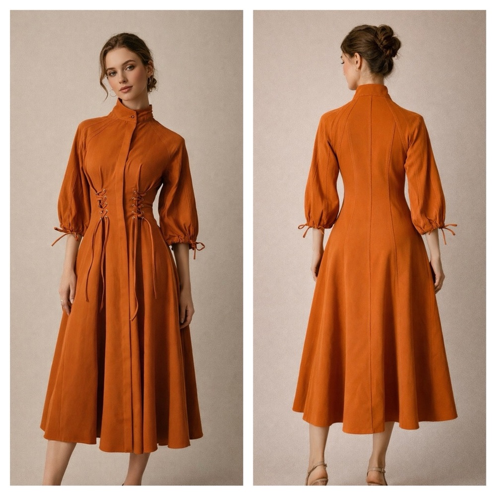 The RAETRUDA Rust Tie Accent Dress